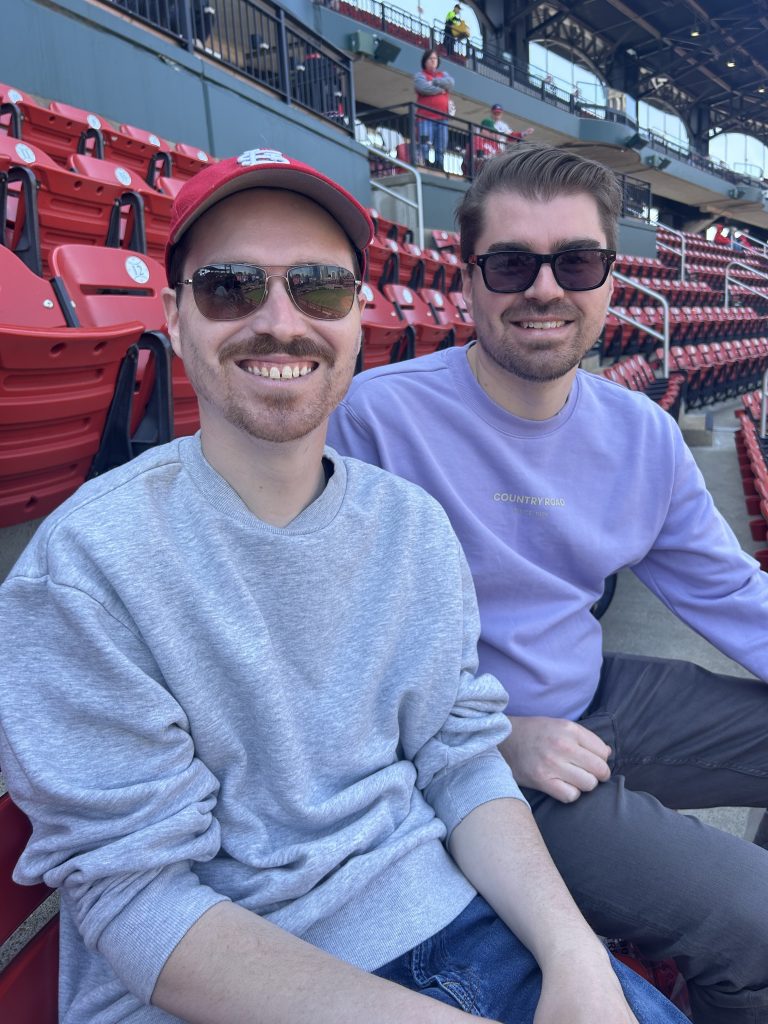 James and brother enjoying baseball