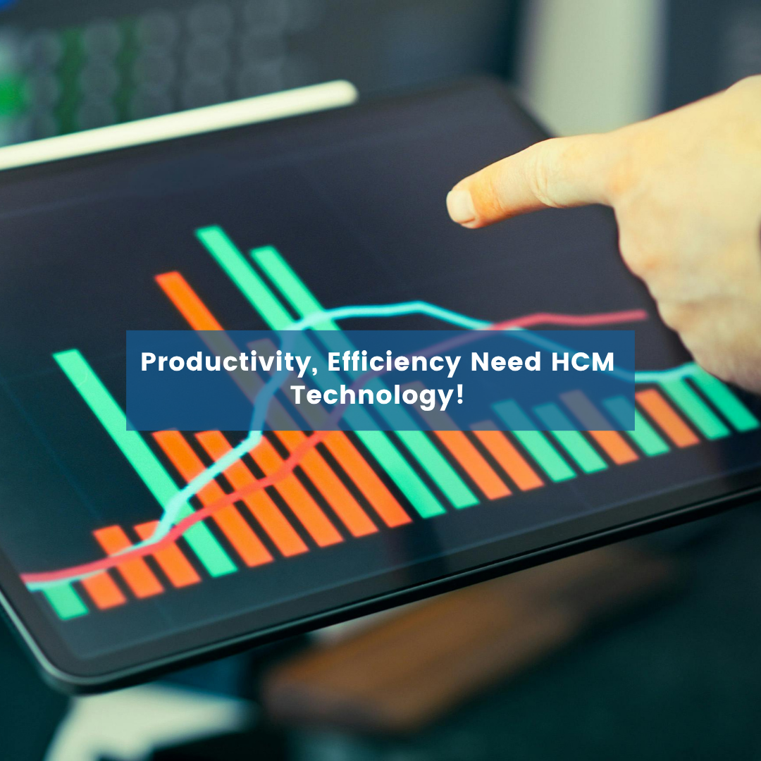 Productivity, Efficiency Need HCM Technology! Blog Post Cover a graph on an ipad